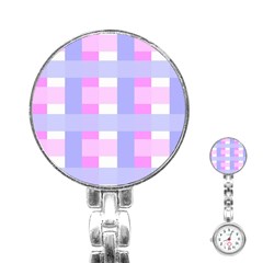 Gingham Checkered Texture Pattern Stainless Steel Nurses Watch by Nexatart