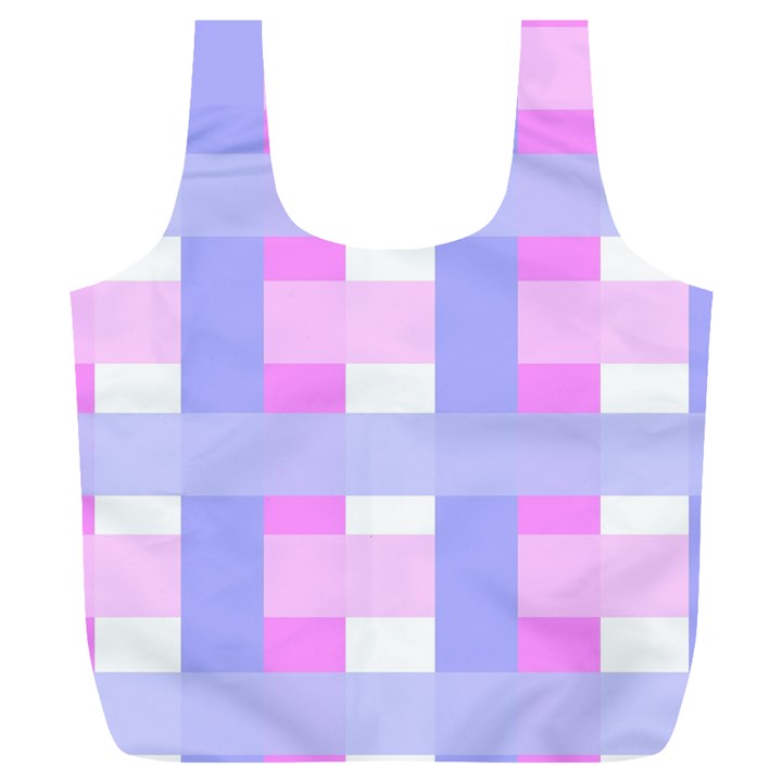 Gingham Checkered Texture Pattern Full Print Recycle Bags (L) 