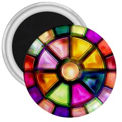 Glass Colorful Stained Glass 3  Magnets by Nexatart