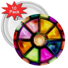 Glass Colorful Stained Glass 3  Buttons (10 Pack)  by Nexatart