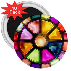 Glass Colorful Stained Glass 3  Magnets (10 Pack)  by Nexatart