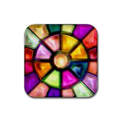 Glass Colorful Stained Glass Rubber Coaster (square)  by Nexatart