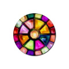 Glass Colorful Stained Glass Rubber Coaster (round)  by Nexatart