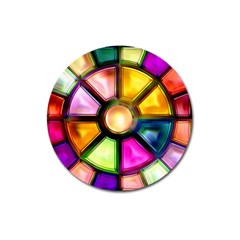 Glass Colorful Stained Glass Magnet 3  (round) by Nexatart