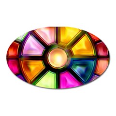 Glass Colorful Stained Glass Oval Magnet by Nexatart