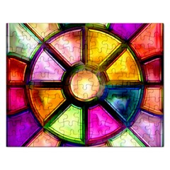 Glass Colorful Stained Glass Rectangular Jigsaw Puzzl by Nexatart