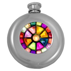 Glass Colorful Stained Glass Round Hip Flask (5 Oz) by Nexatart