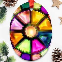 Glass Colorful Stained Glass Oval Ornament (two Sides) by Nexatart