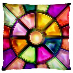 Glass Colorful Stained Glass Large Flano Cushion Case (two Sides) by Nexatart