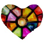 Glass Colorful Stained Glass Large 19  Premium Flano Heart Shape Cushions Front