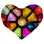 Glass Colorful Stained Glass Large 19  Premium Flano Heart Shape Cushions Back