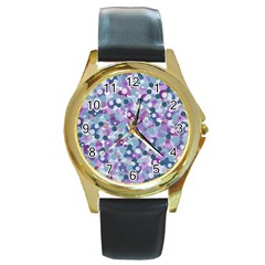 Decorative Bubbles Round Gold Metal Watch by Valentinaart