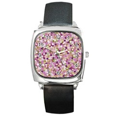 Colorful Bubbles Square Metal Watch by Valentinaart