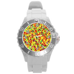 Bubbles Pattern Round Plastic Sport Watch (l) by Valentinaart