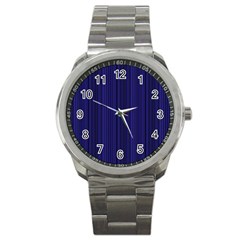 Deep Blue Lines Sport Metal Watch by Valentinaart