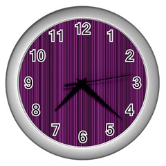 Deep Purple Lines Wall Clocks (silver)  by Valentinaart