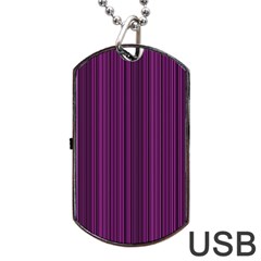 Deep Purple Lines Dog Tag Usb Flash (one Side) by Valentinaart