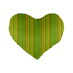 Green Lines Standard 16  Premium Heart Shape Cushions by Valentinaart