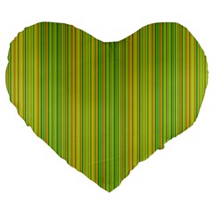 Green Lines Large 19  Premium Flano Heart Shape Cushions by Valentinaart