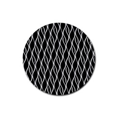 Elegant Black And White Pattern Rubber Coaster (round)  by Valentinaart