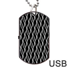 Elegant Black And White Pattern Dog Tag Usb Flash (one Side) by Valentinaart