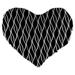 Elegant Black And White Pattern Large 19  Premium Heart Shape Cushions by Valentinaart