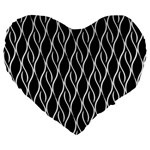 Elegant black and white pattern Large 19  Premium Heart Shape Cushions Front