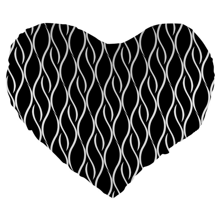 Elegant black and white pattern Large 19  Premium Heart Shape Cushions