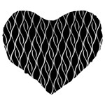 Elegant black and white pattern Large 19  Premium Heart Shape Cushions Back