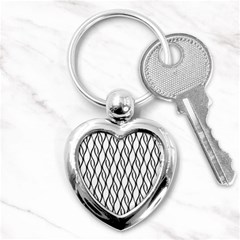 Black And White Elegant Pattern Key Chains (heart)  by Valentinaart