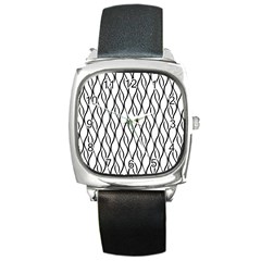 Black And White Elegant Pattern Square Metal Watch by Valentinaart