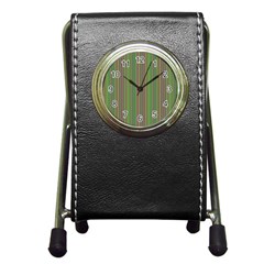 Green Lines Pen Holder Desk Clocks by Valentinaart