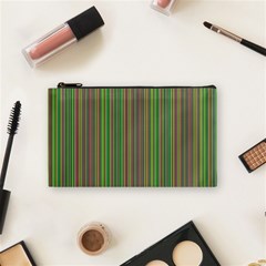 Green Lines Cosmetic Bag (small)  by Valentinaart