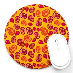 Orange Roses Round Mousepads by Valentinaart