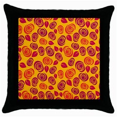 Orange Roses Throw Pillow Case (black) by Valentinaart