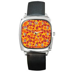 Orange Roses Square Metal Watch by Valentinaart