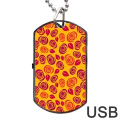 Orange Roses Dog Tag Usb Flash (one Side) by Valentinaart