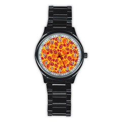 Orange Roses Stainless Steel Round Watch by Valentinaart