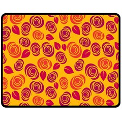 Orange Roses Double Sided Fleece Blanket (medium)  by Valentinaart