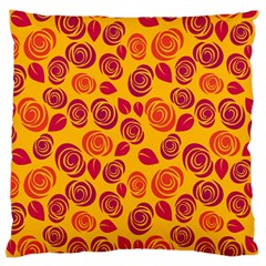 Orange Roses Large Flano Cushion Case (two Sides) by Valentinaart