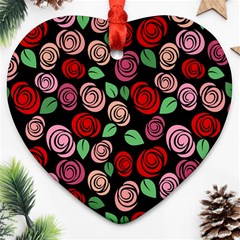 Red And Pink Roses Heart Ornament (two Sides) by Valentinaart