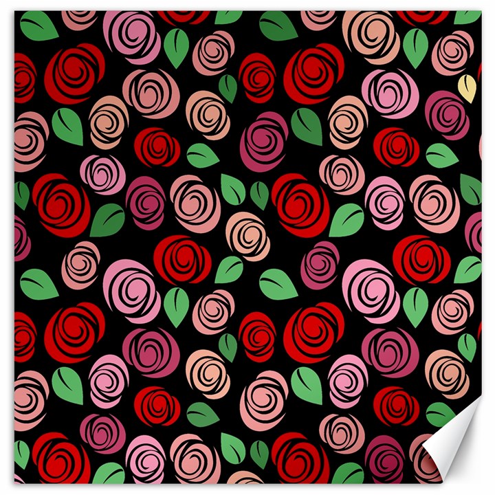 Red and pink roses Canvas 12  x 12  