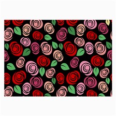 Red And Pink Roses Large Glasses Cloth (2-side) by Valentinaart