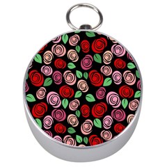 Red And Pink Roses Silver Compasses by Valentinaart