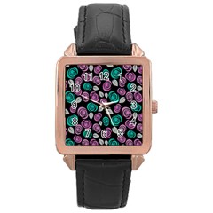 Roses Pattern Rose Gold Leather Watch  by Valentinaart