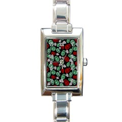 Decorative Floral Pattern Rectangle Italian Charm Watch by Valentinaart