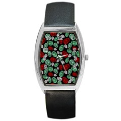 Decorative Floral Pattern Barrel Style Metal Watch by Valentinaart