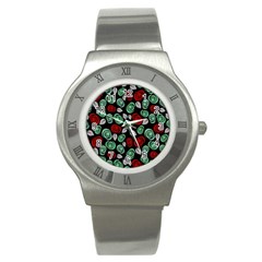 Decorative Floral Pattern Stainless Steel Watch by Valentinaart