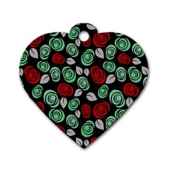 Decorative Floral Pattern Dog Tag Heart (one Side) by Valentinaart