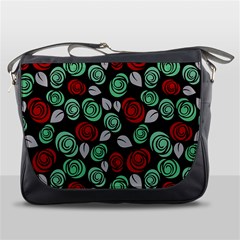 Decorative Floral Pattern Messenger Bags by Valentinaart